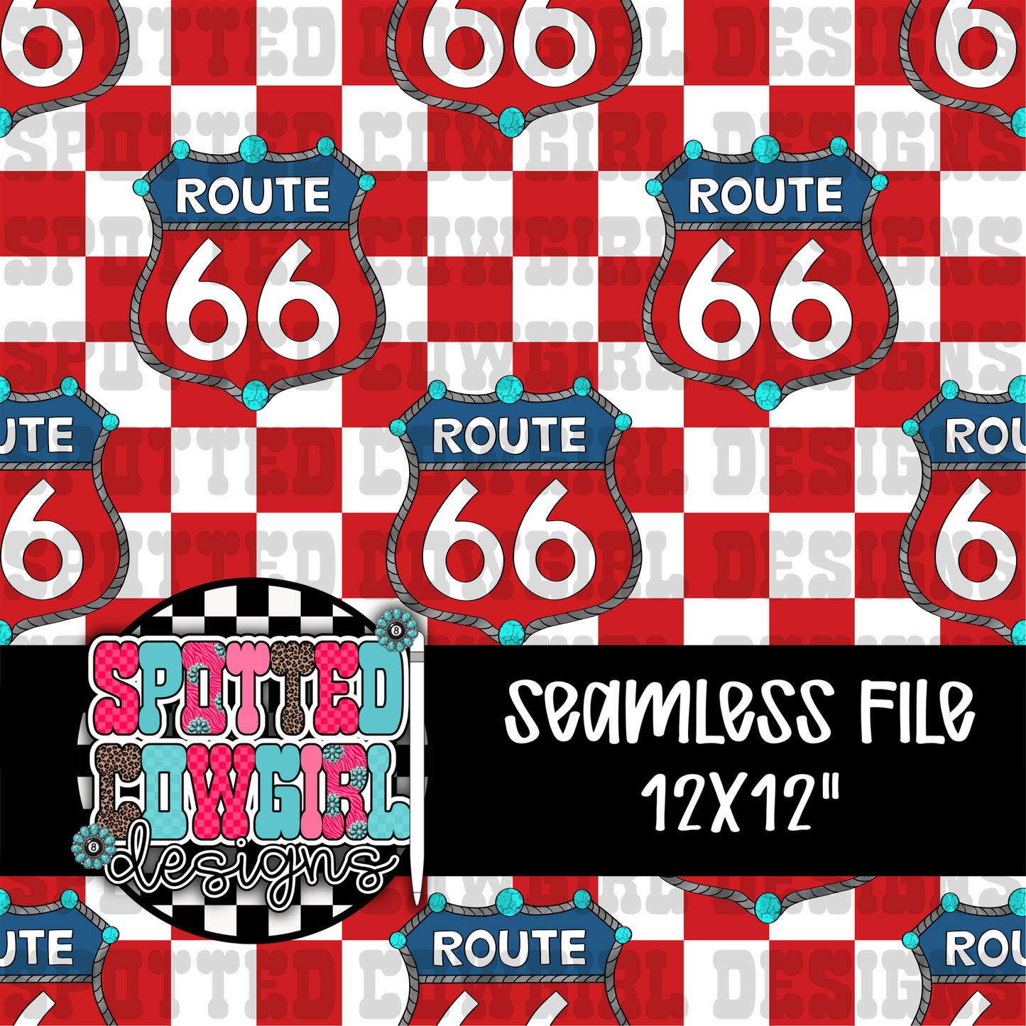 CHECKERED ROUTE 66 TURQUOISE SEAMLESS FILE (LIMITED)