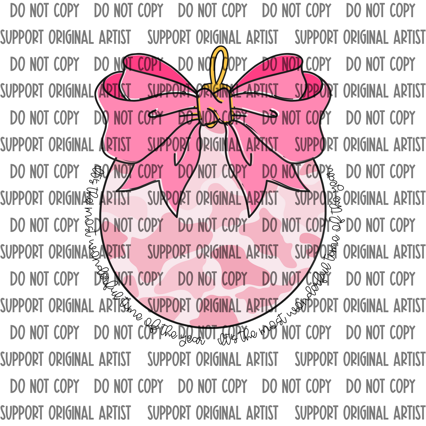 PINK CAMO WITH PINK BOW ITS THE MOST WONDERFUL TIME OF THE YEAR PNG