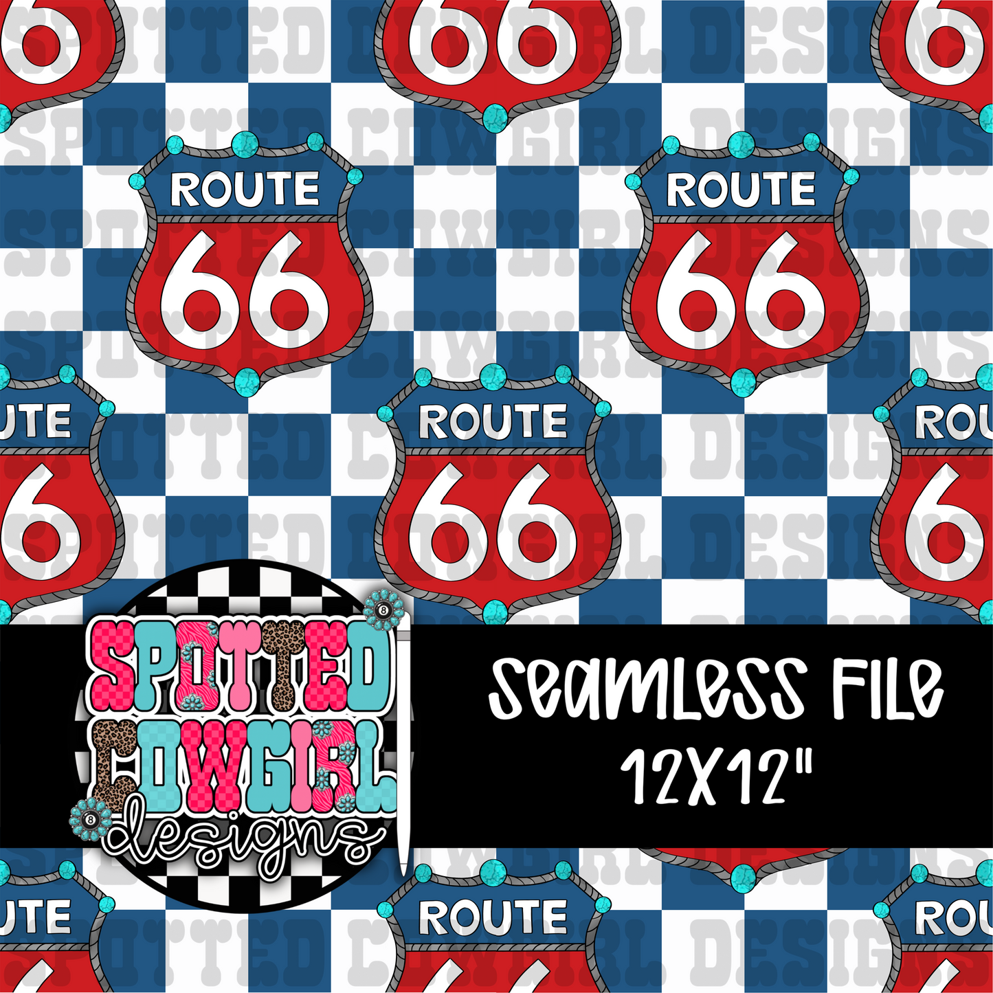 CHECKERED ROUTE 66 TURQUOISE SEAMLESS FILE (LIMITED)