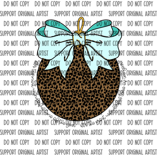 CHEETAH TEAL BOW ITS THE MOST WONDERFUL TIME OF THE YEAR PNG