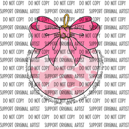 PINK CAMO WITH PINK BOW ITS THE MOST WONDERFUL TIME OF THE YEAR PNG