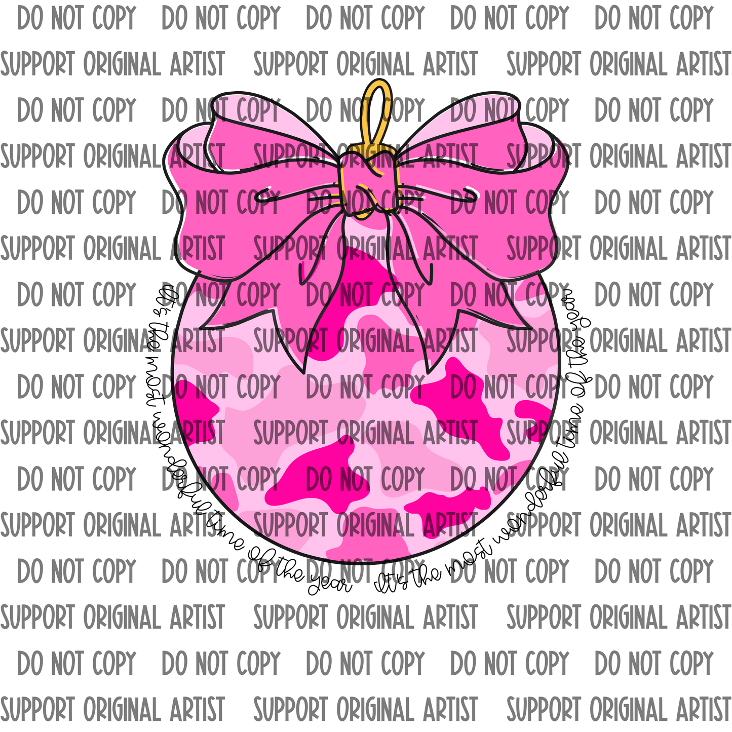 HOT PINK CAMO WITH PINK BOW ITS THE MOST WONDERFUL TIME OF THE YEAR PNG