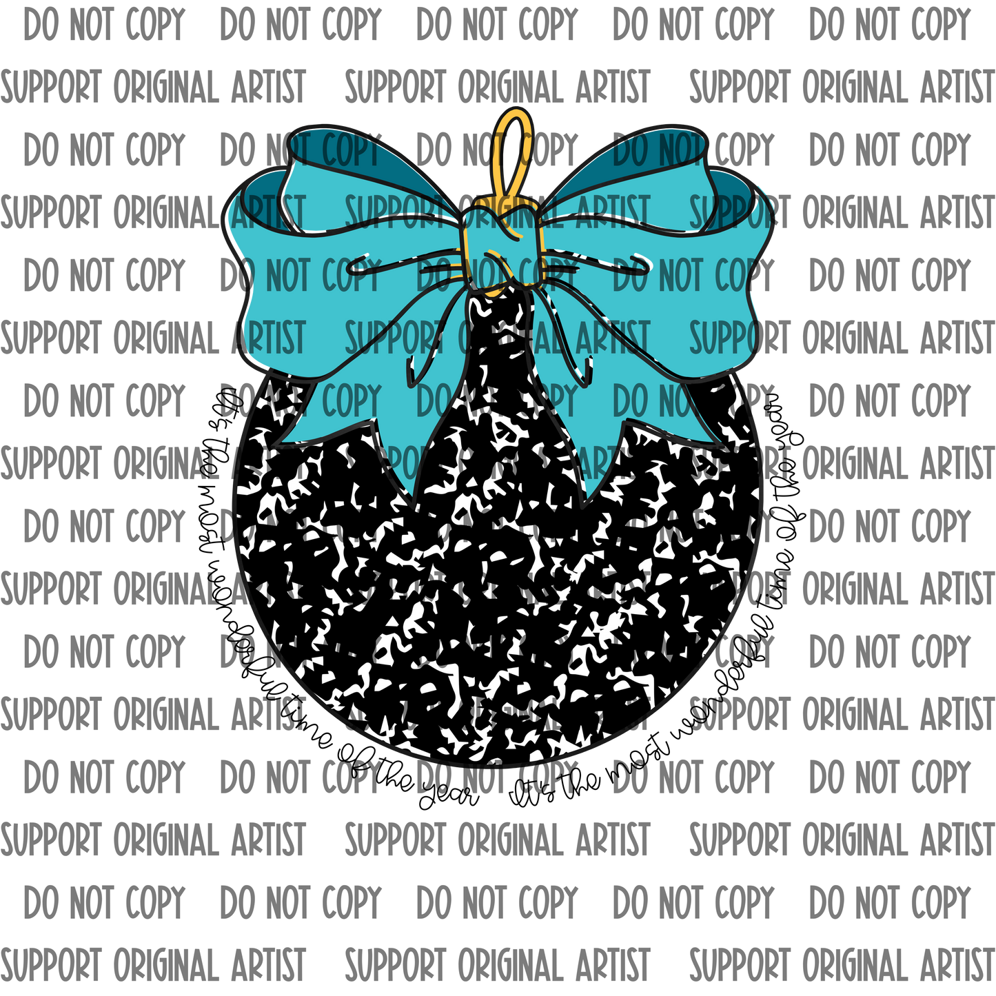 COMPOSITION BOOK W TEAL BOW ITS THE MOST WONDERFUL TIME OF THE YEAR PNG